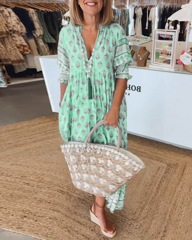 Valenzora | Boho Half-Sleeve Dress