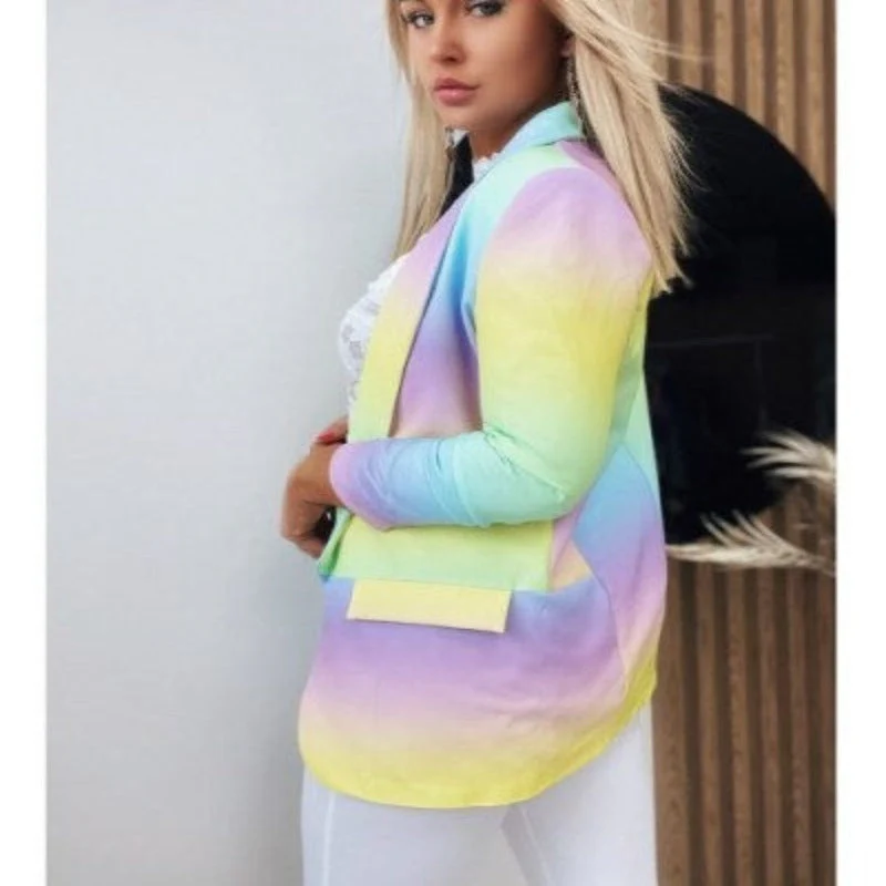 Valenzora | Women's Ombre Open Front Blazer, Long Sleeves, Relaxed Fit