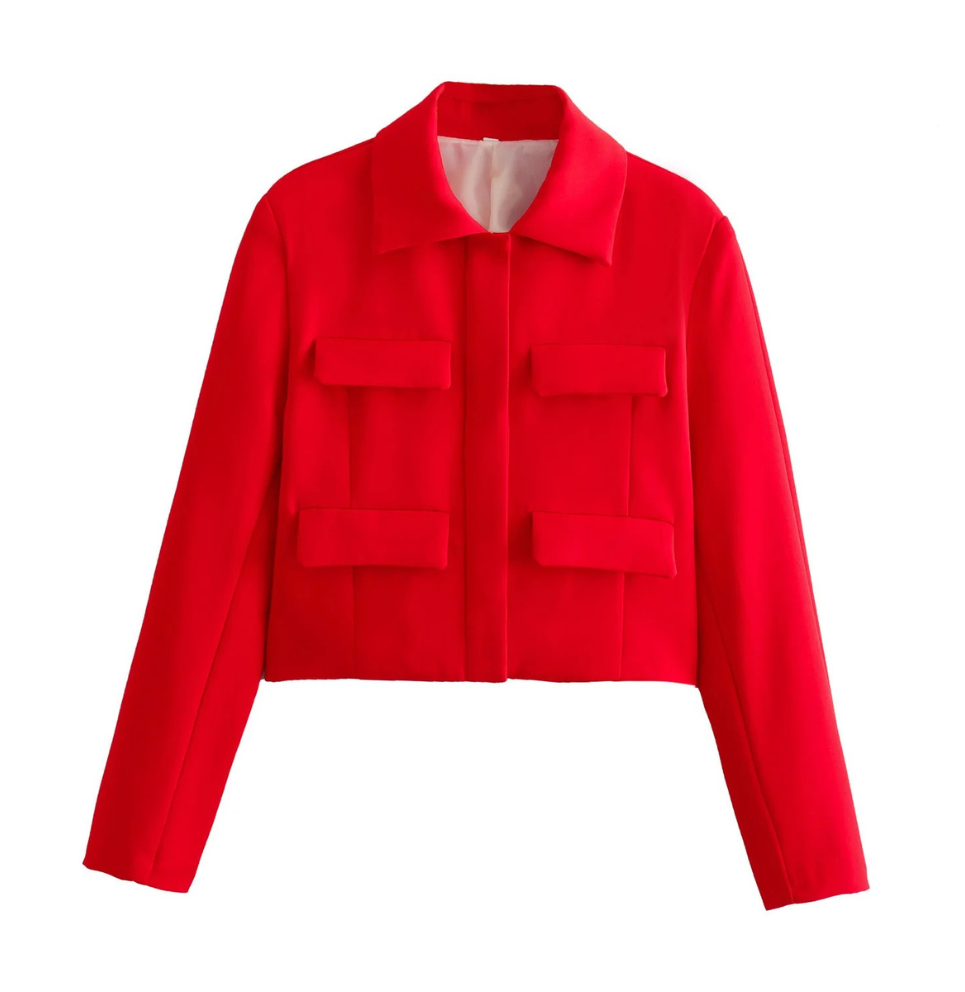 Valenzora | Women's Bomber Jacket Short Jacket with Four Front Pockets and Minimalist Design