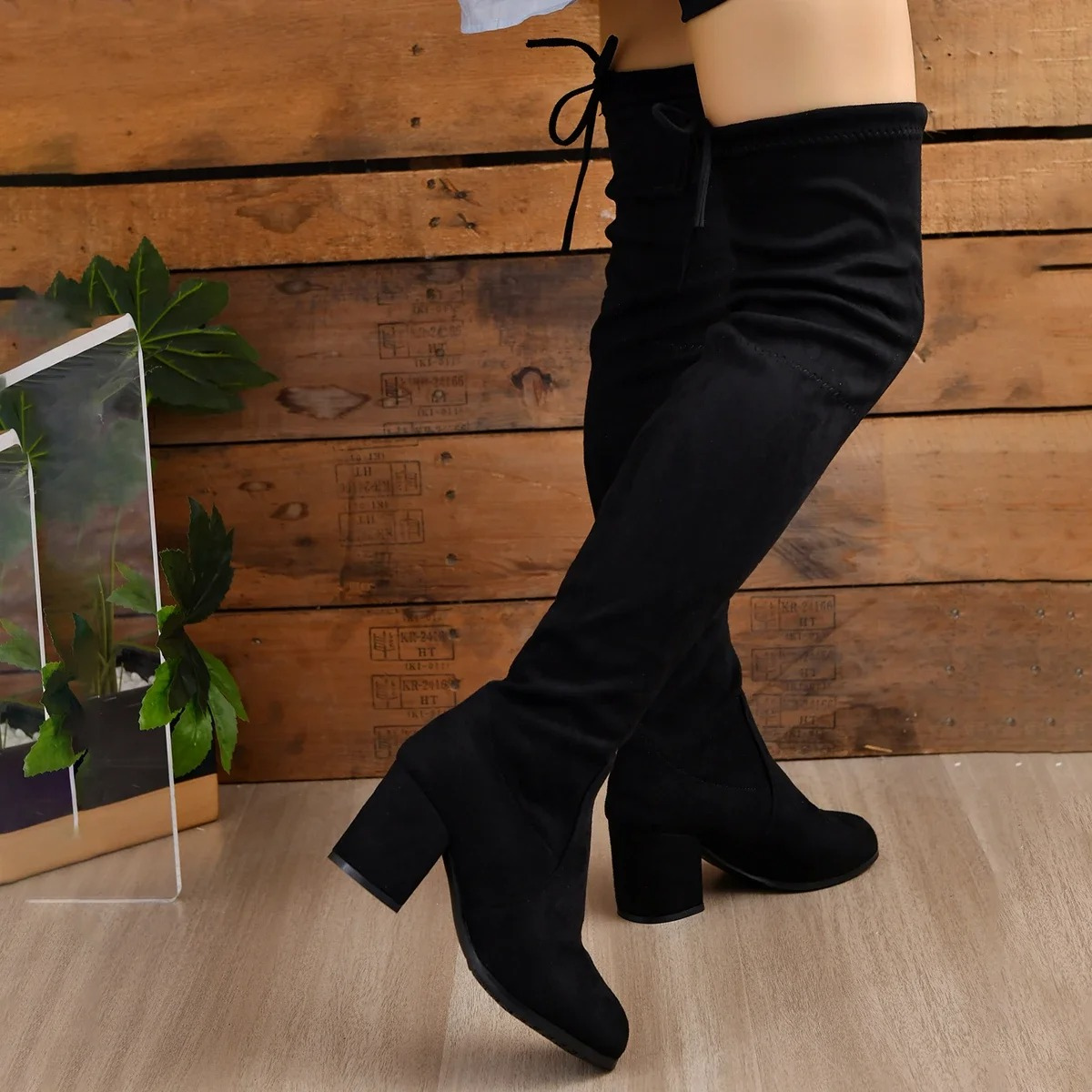 Valenzora | Over-the-knee boots, women's boots, lace-up closure, comfortable fit