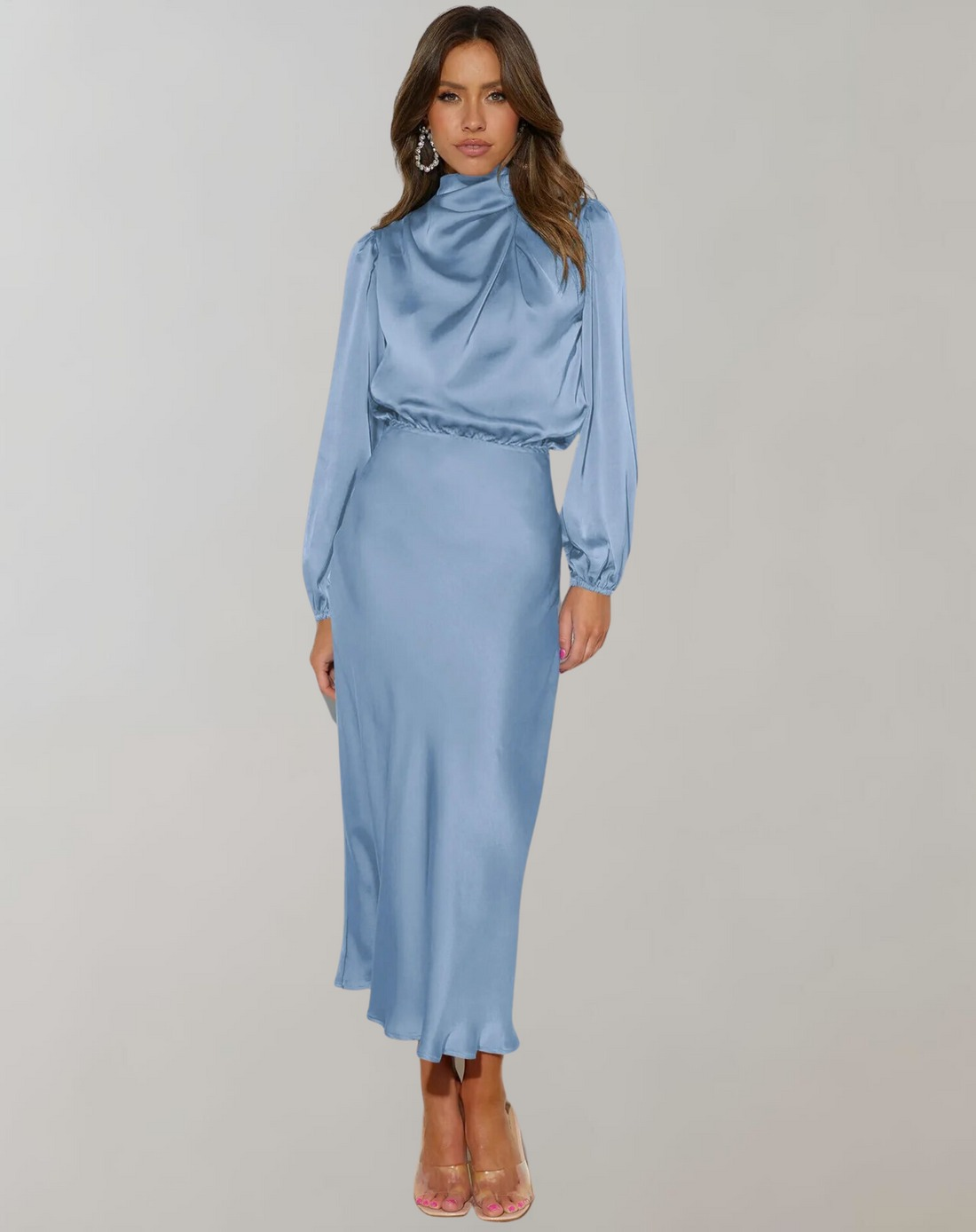 Valenzora | Elegant evening dress for women, long, long-sleeved