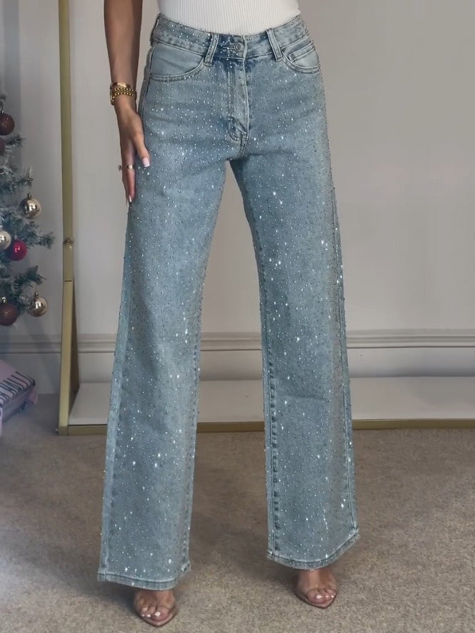 Valenzora | High-Waist-Jeans mit Diamant-Details