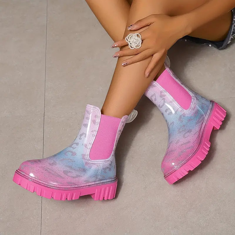 Valenzora | Dyed PVC rain boots - waterproof with thick sole for women