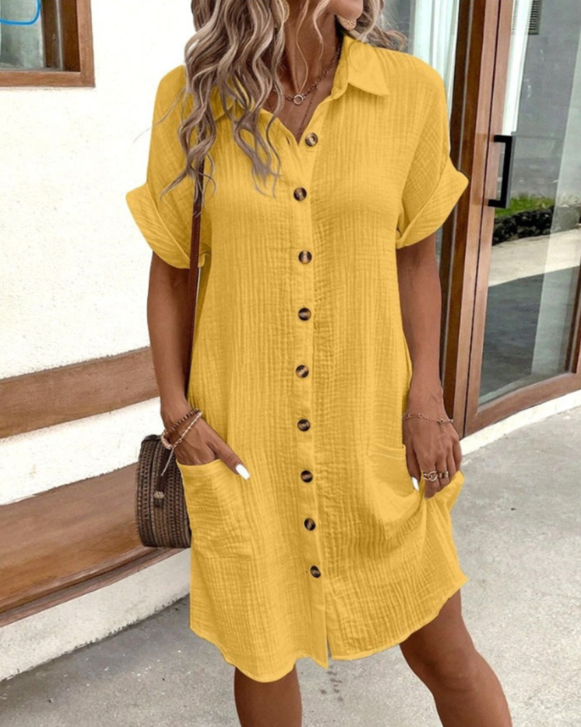 Valenzora | Casual shirt dress with buttons and pockets for women