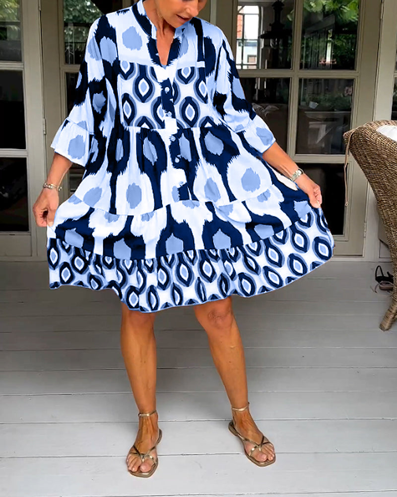 Valenzora A-line dress | Stylish printed midi summer dress for women with pockets