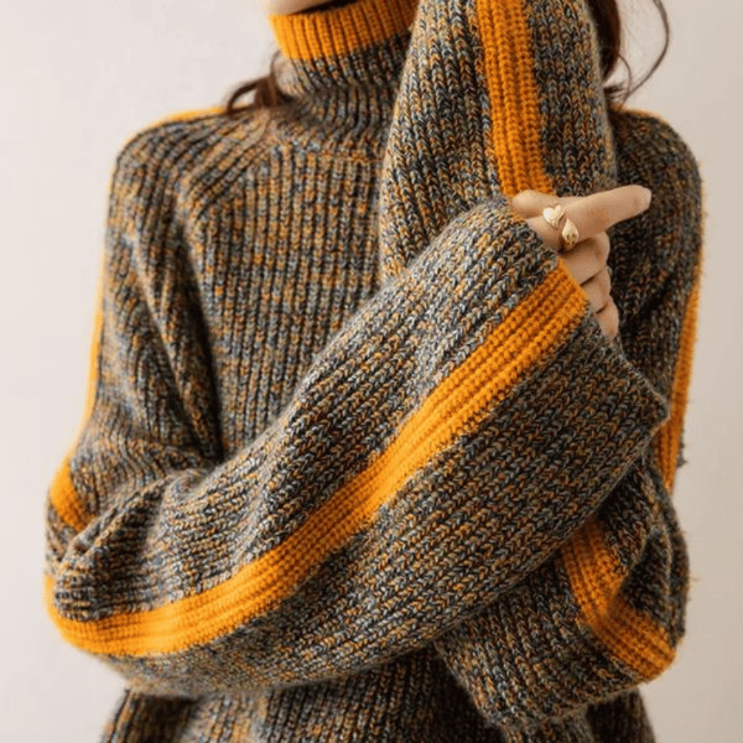Valenzora | Ravelyn melierter Strick-Rollkragenpullover