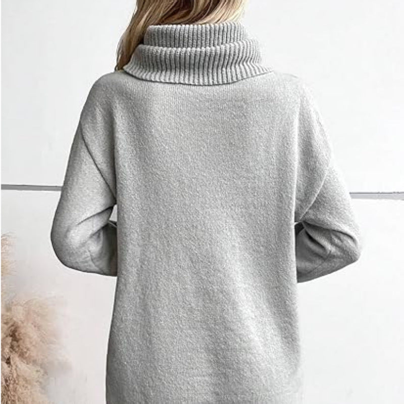 Cool roll-neck loose knit sweaters