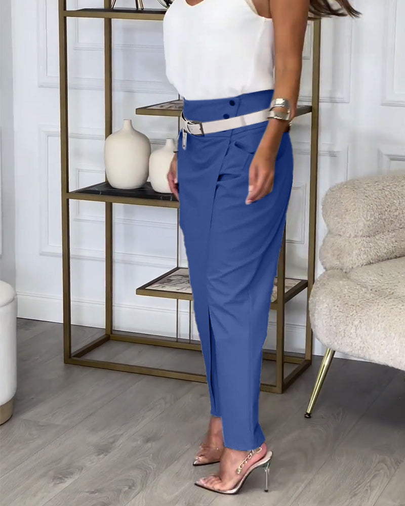 Valenzora | Patchwork Trousers with Belt