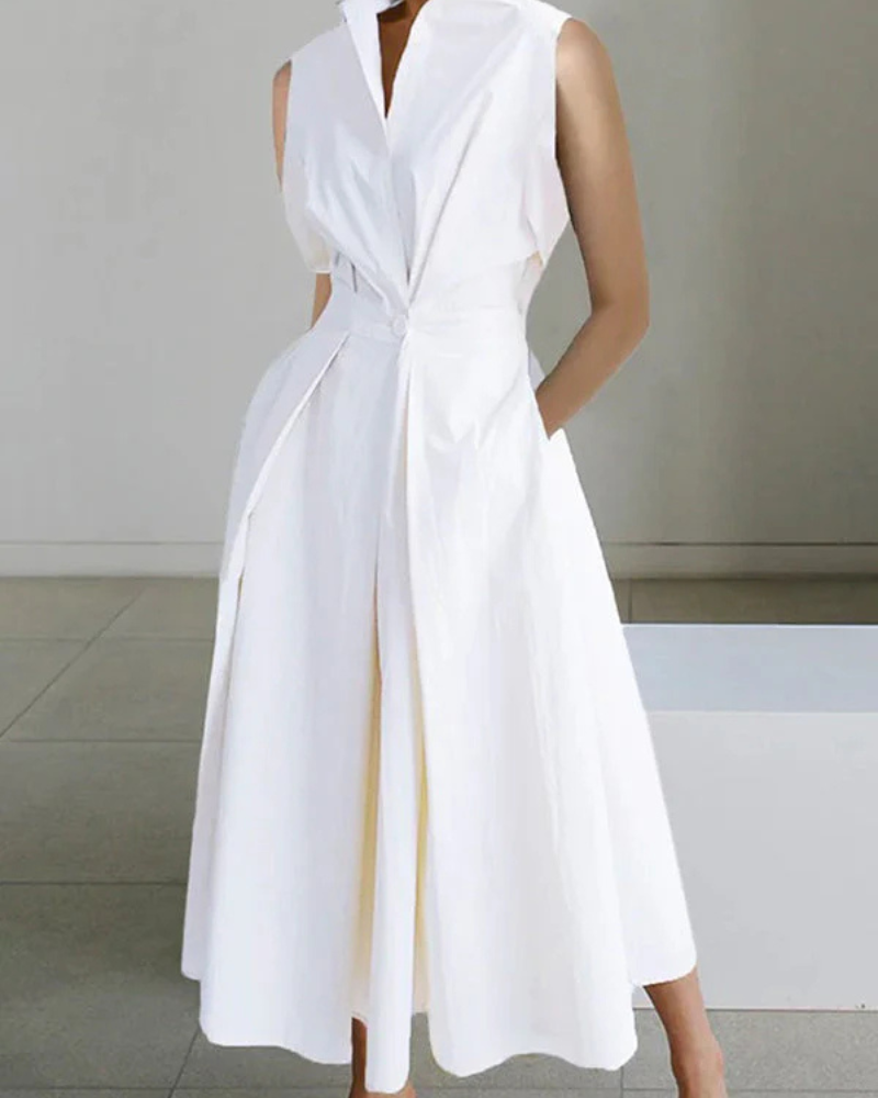 Valenzora | Damen Kragenloses Kleid Stylisch