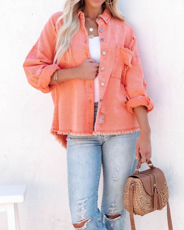 Valenzora Jeans-Overshirt | Trendiges Plus-Size-Hemd für Damen