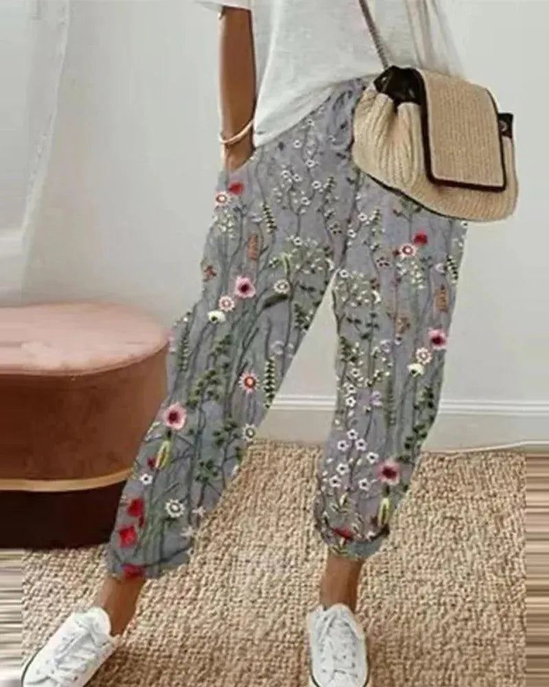 Valenzora | Striped trousers, breathable cotton-linen blend, relaxed fit, drawstring waist, casual wear