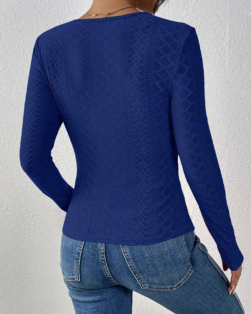 Valenzora | Long-sleeved top, V-neck, Spetspanel