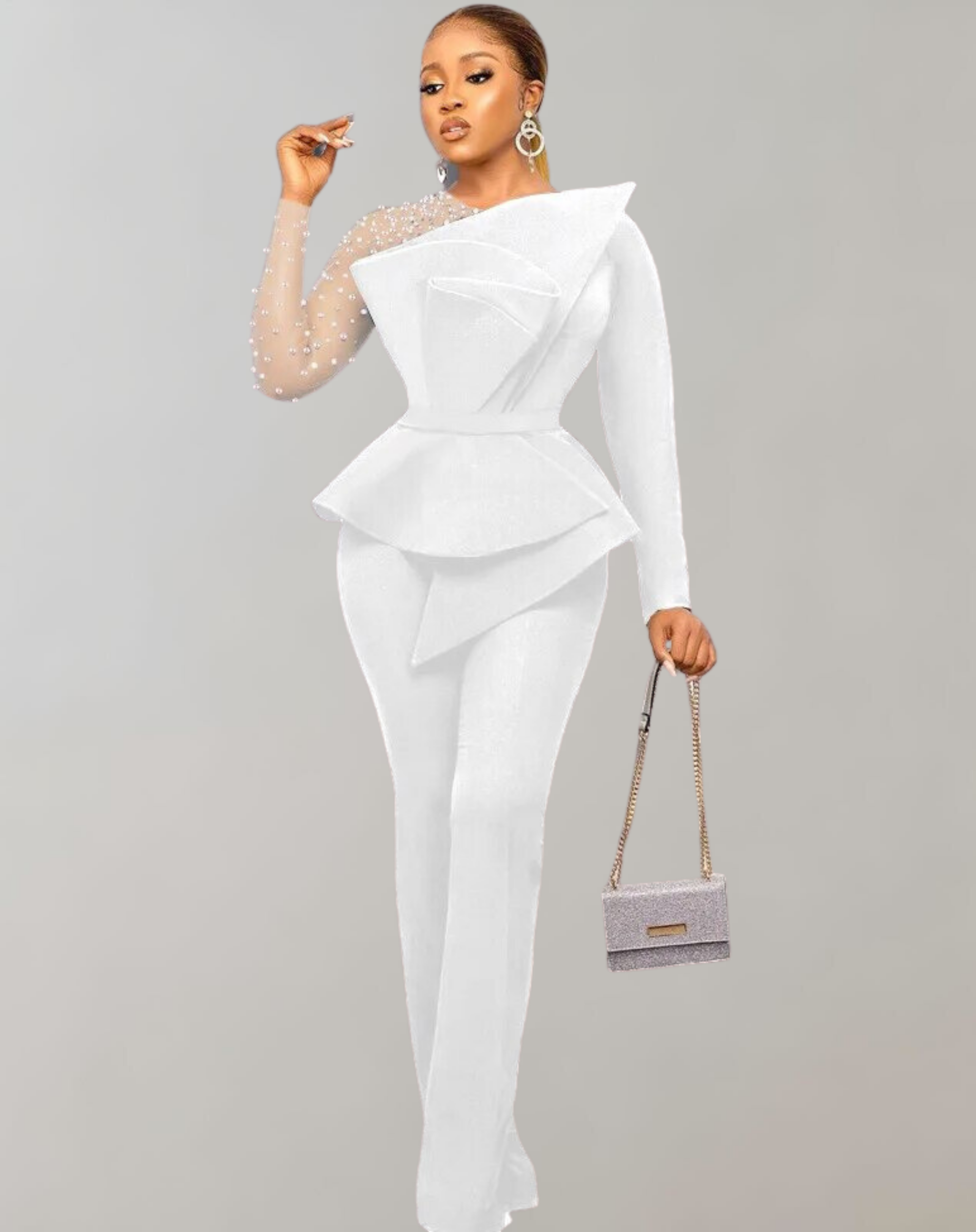 Valenzora - Vintage Beaded Mesh Long Sleeve Shirt