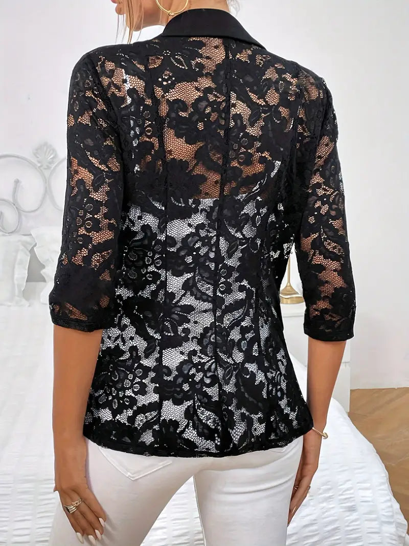 Valenzora | Einreihiger Blazer mit Spitzendetails