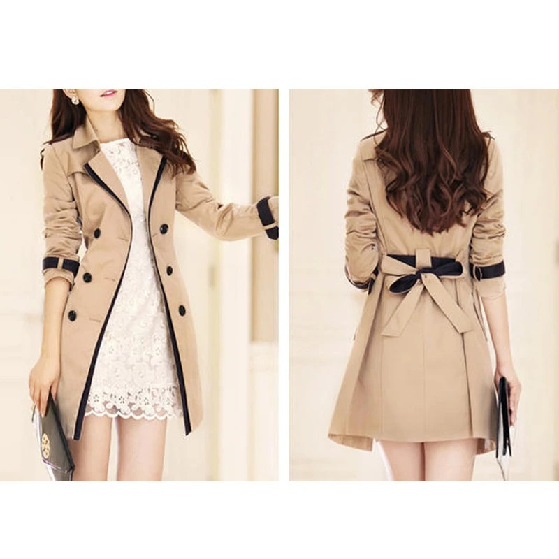 Valenzora | Elegant women's double-breasted trench coat, tailored, mid-length