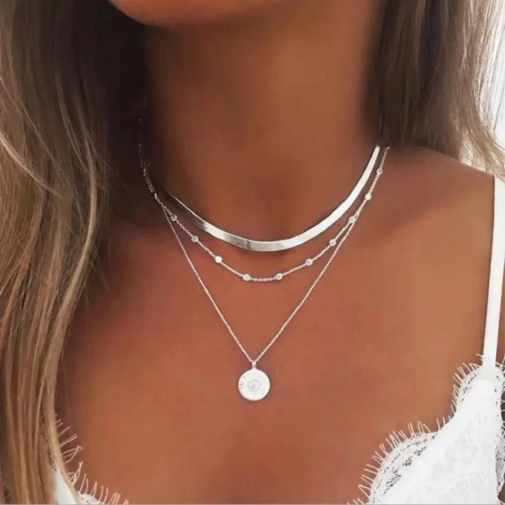 Valenzora | Zircon Heart Charm Layered Pendant Necklace