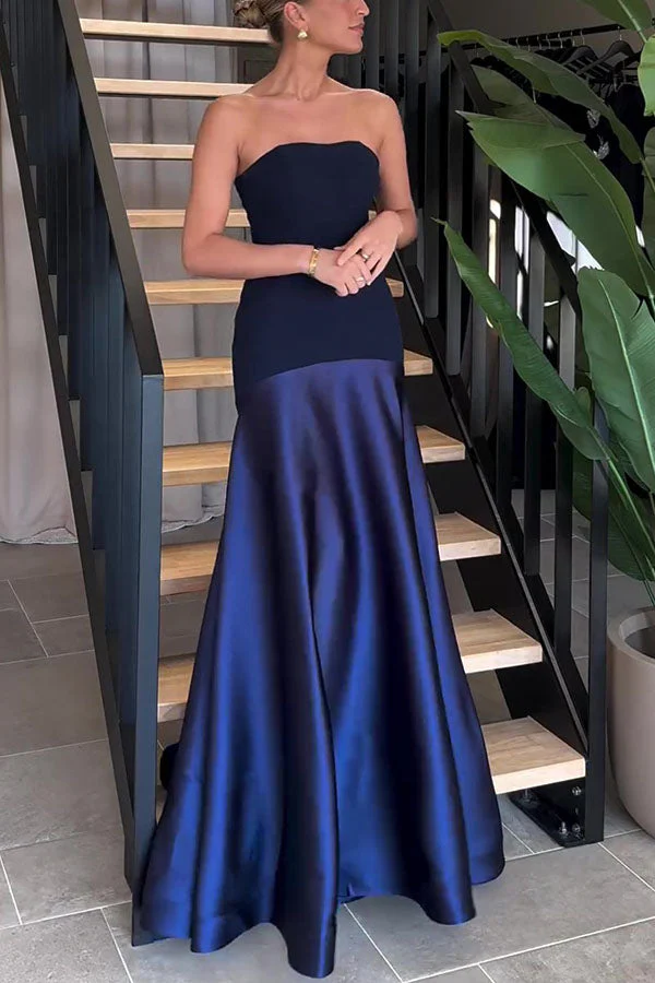 Satin Strapless Flare Dress