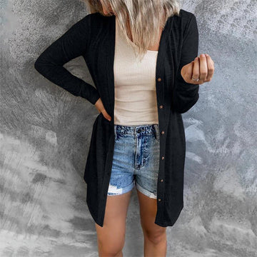 Langärmelige Strickjacke mit Knöpfen