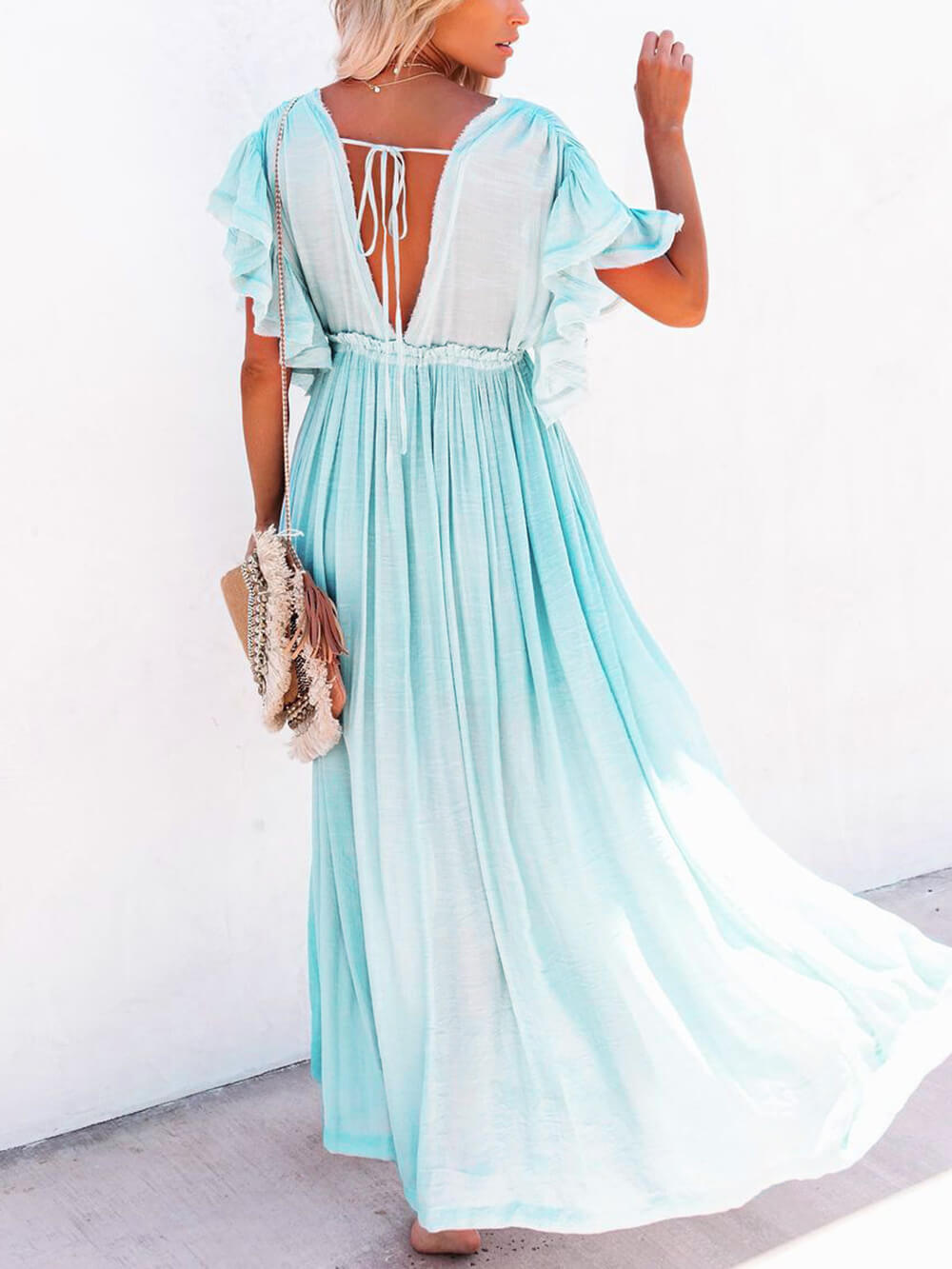 Valenzora | Style Maxi Dress with Flutter Sleeves for Women