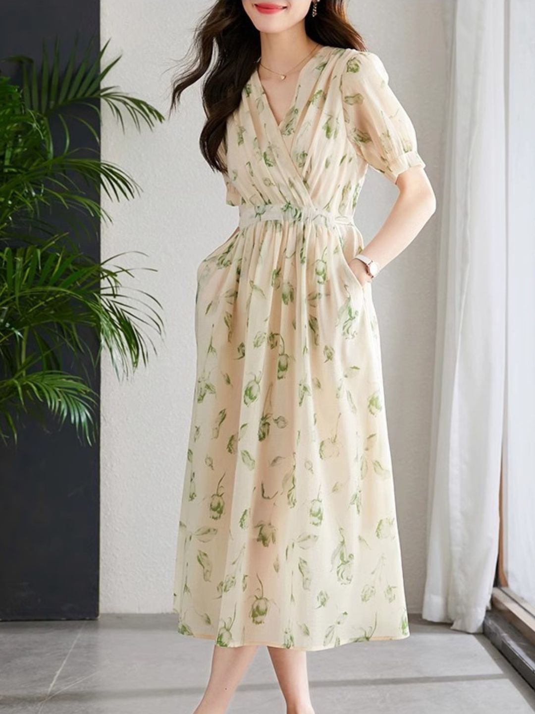 Valenzora | Temperament Short-Sleeve Chiffon Dress