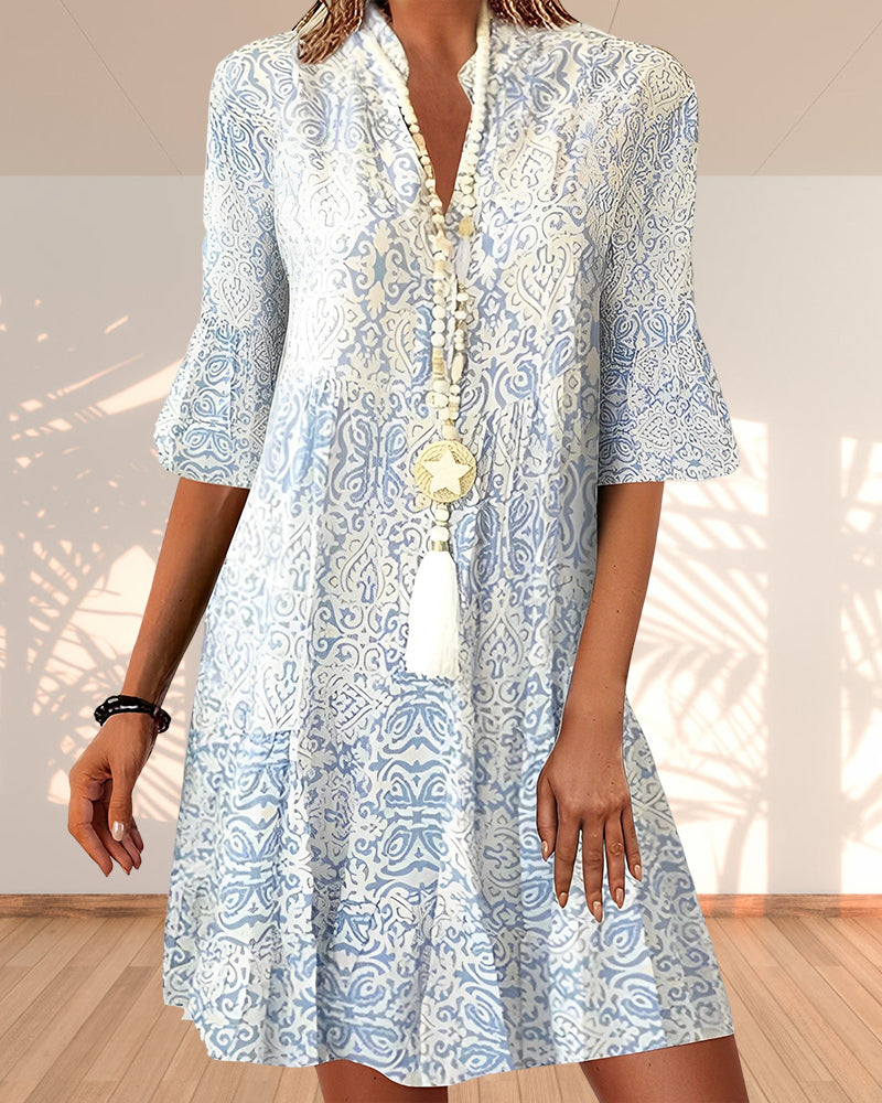 Valenzora | Bohmisches Tunika-Kleid mit Print für Damen