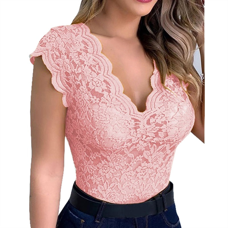 Valenzora | Sexy Women's Top Elegant Lace Top Refined Details