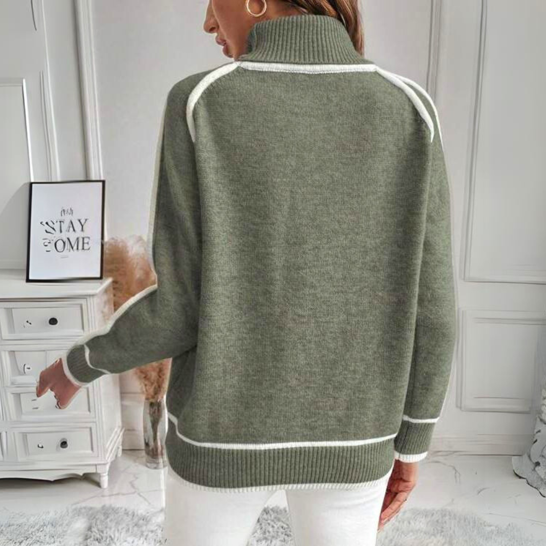 Luxurious olive green knit sweater