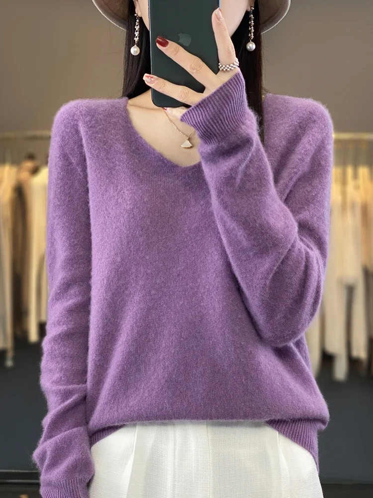 Valenzora | Damen Kaschmir Pullover, Eleganter V-Ausschnitt, Weich & Bequem