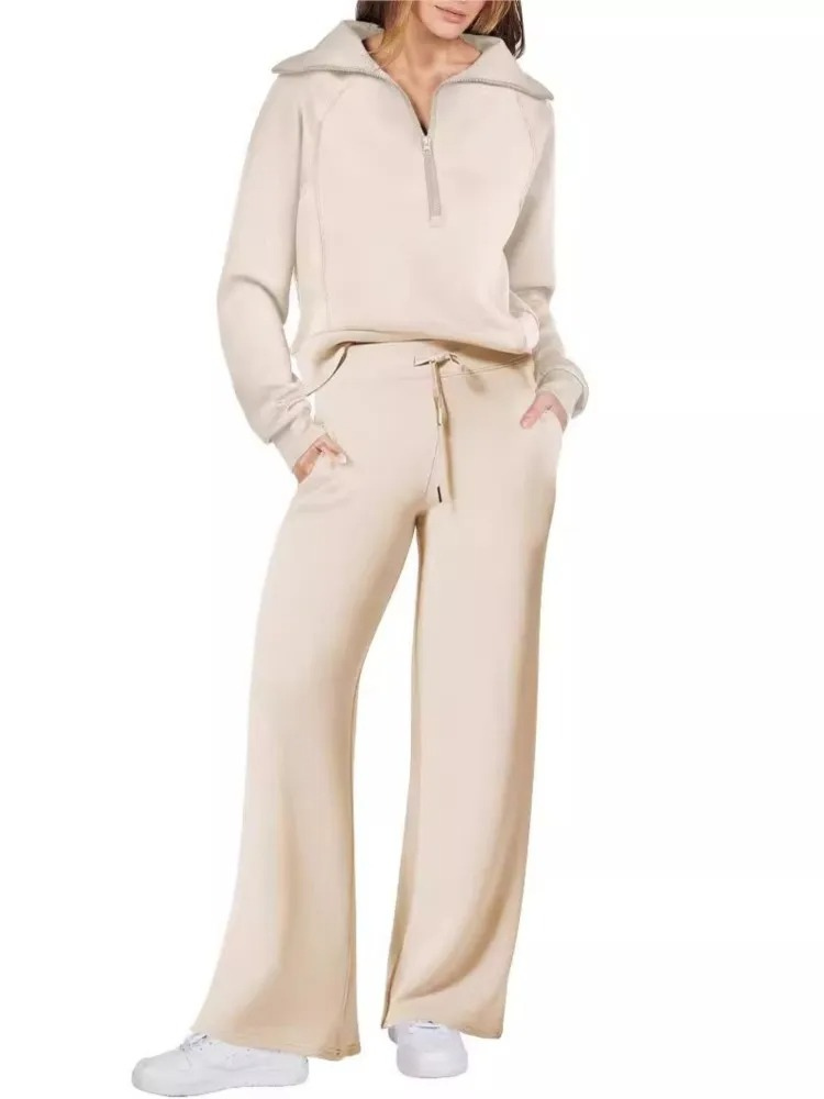 Valenzora | Bequemes Loungewear-Set für Damen mit Stehkragen und Kordelzug, modernes Set