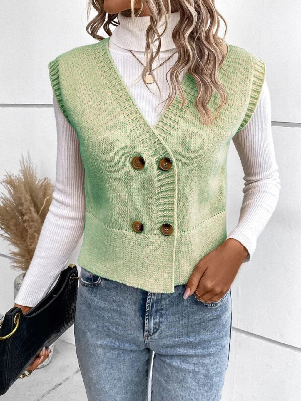 Valenzora | Elegante Herbst Klassische Knopfleiste V-Ausschnitt Strickweste für Damen