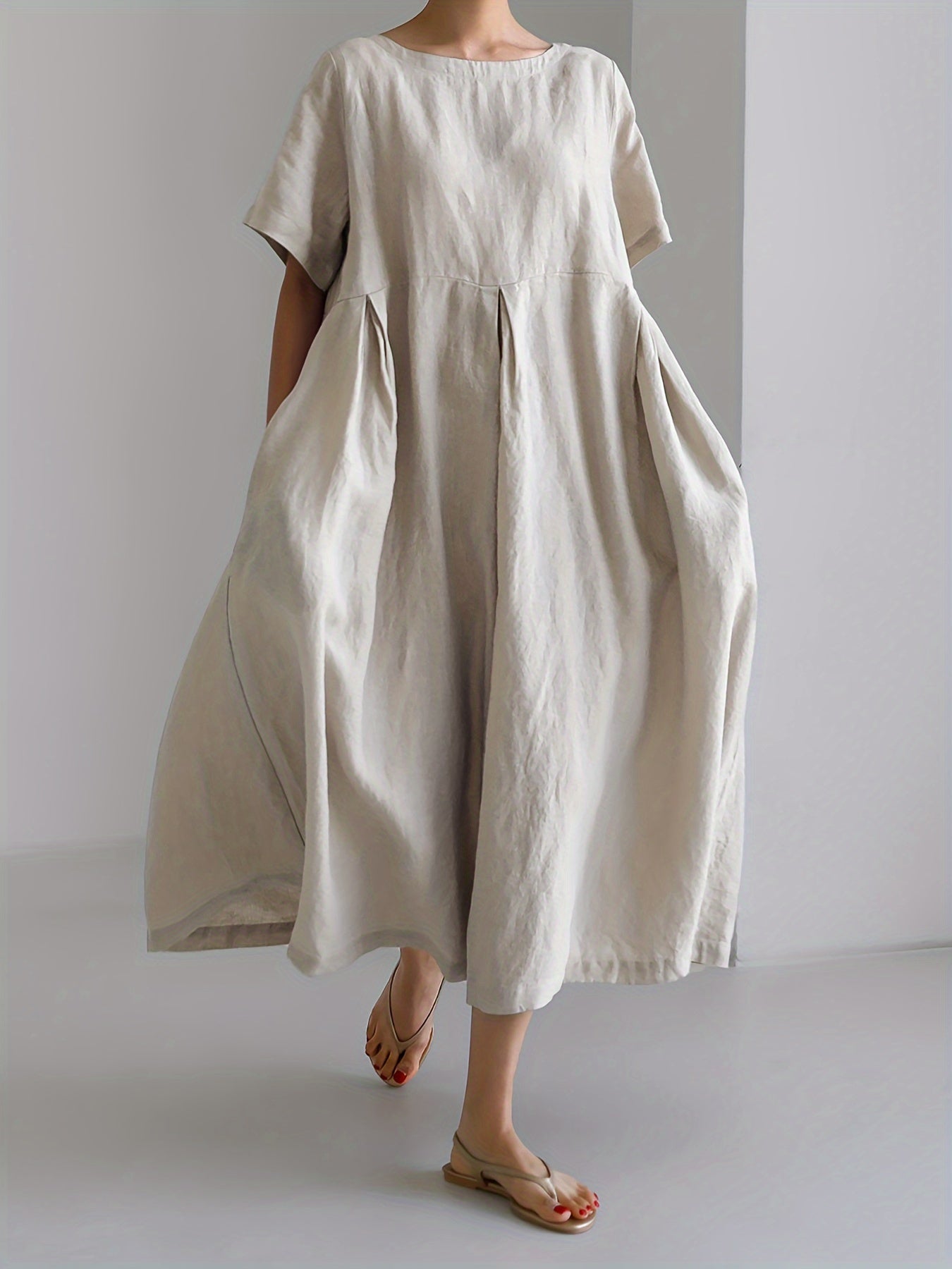 Valenzora | Women's Solid Color Linen Dress