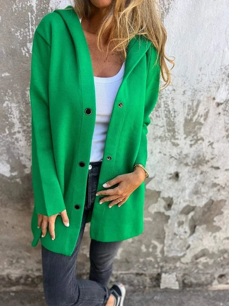 Valenzora | Lässige, einreihige Strickjacke mit Kapuze