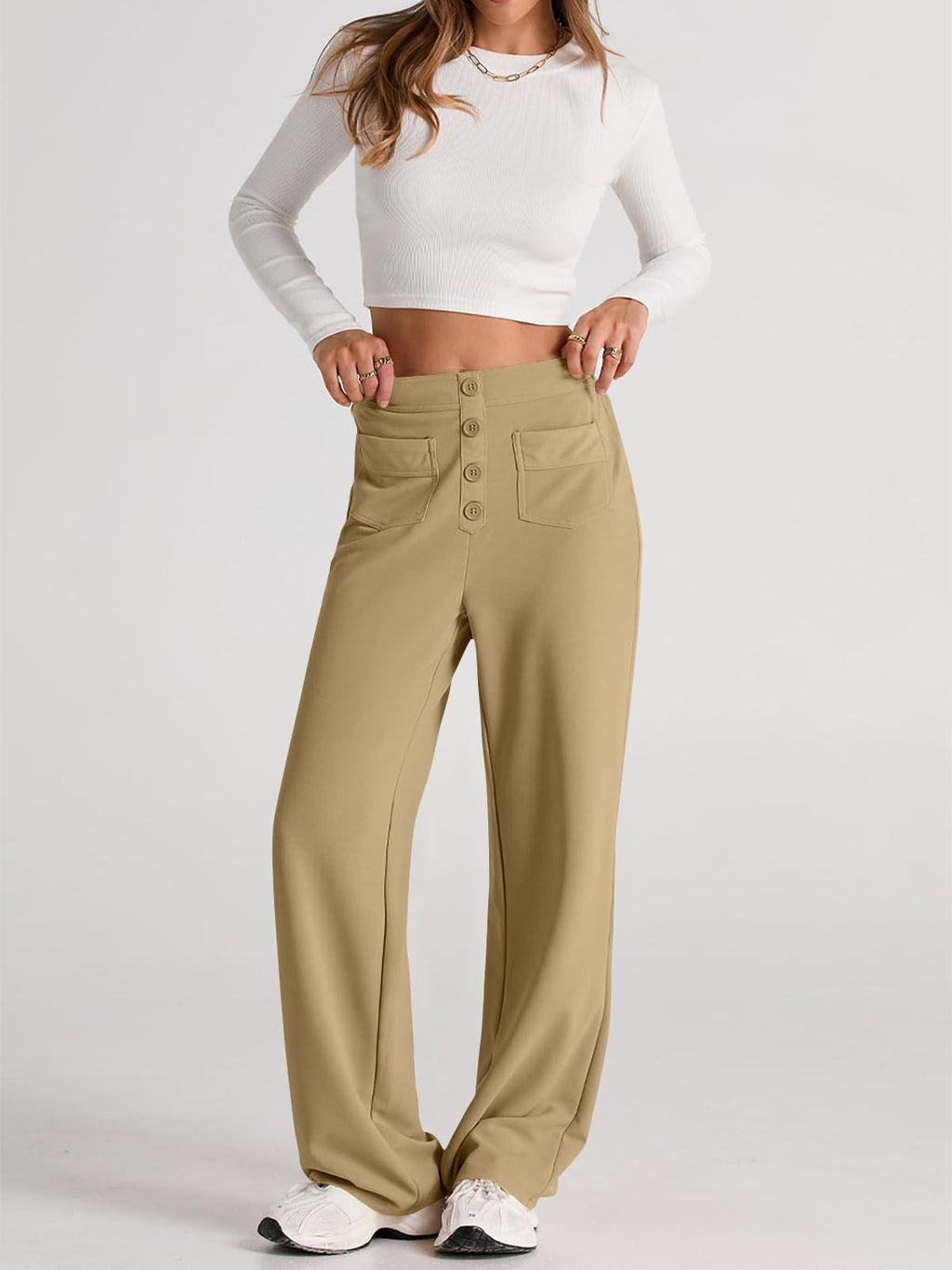 Valenzora | Wide-waisted trousers with pockets, elegant and comfortable