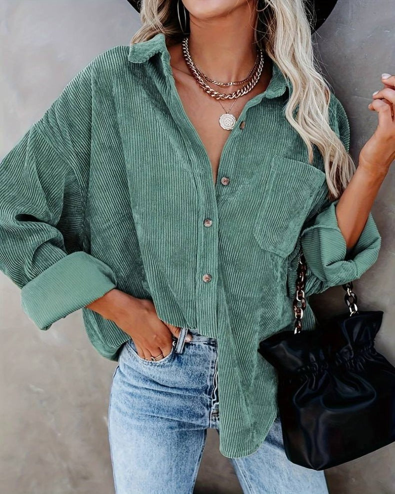 Valenzora - Women's oversized corduroy shirt for casual chic