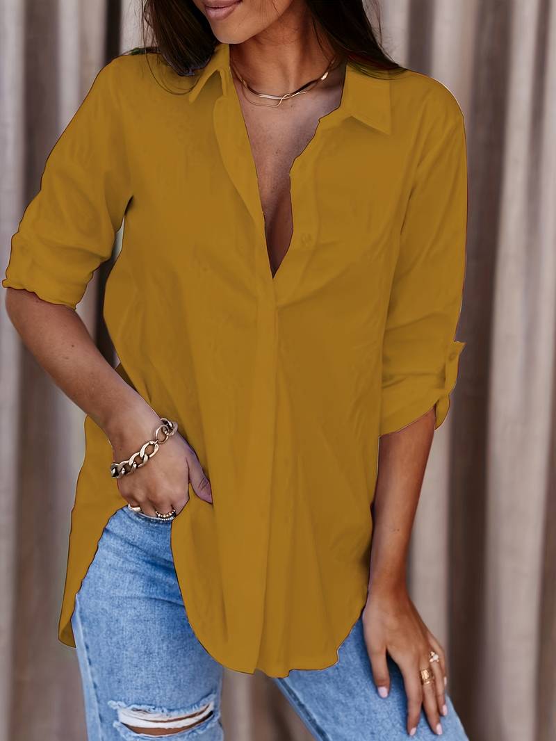Valenzora | Solid, simple shirt with button placket at the front
