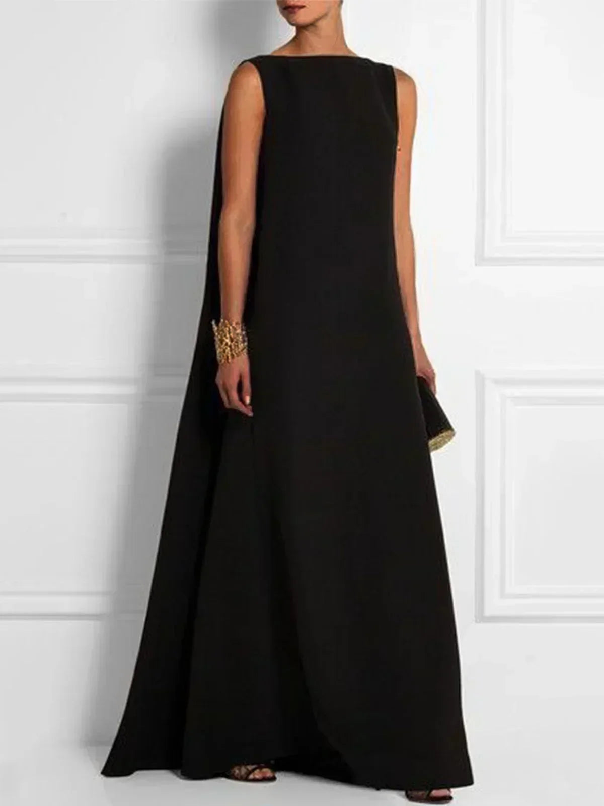 Valenzora | Ärmelloses gewebtes Vintage-Kleid mit Rundhalsausschnitt