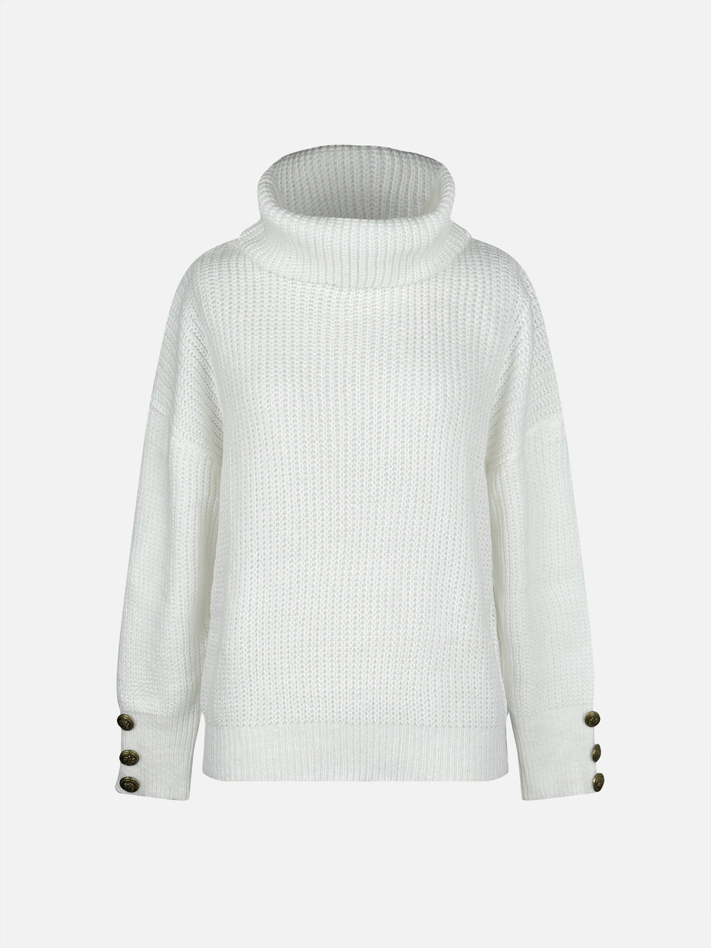 Valenzora | Damen Rollkragenpullover mit Knopfdetails