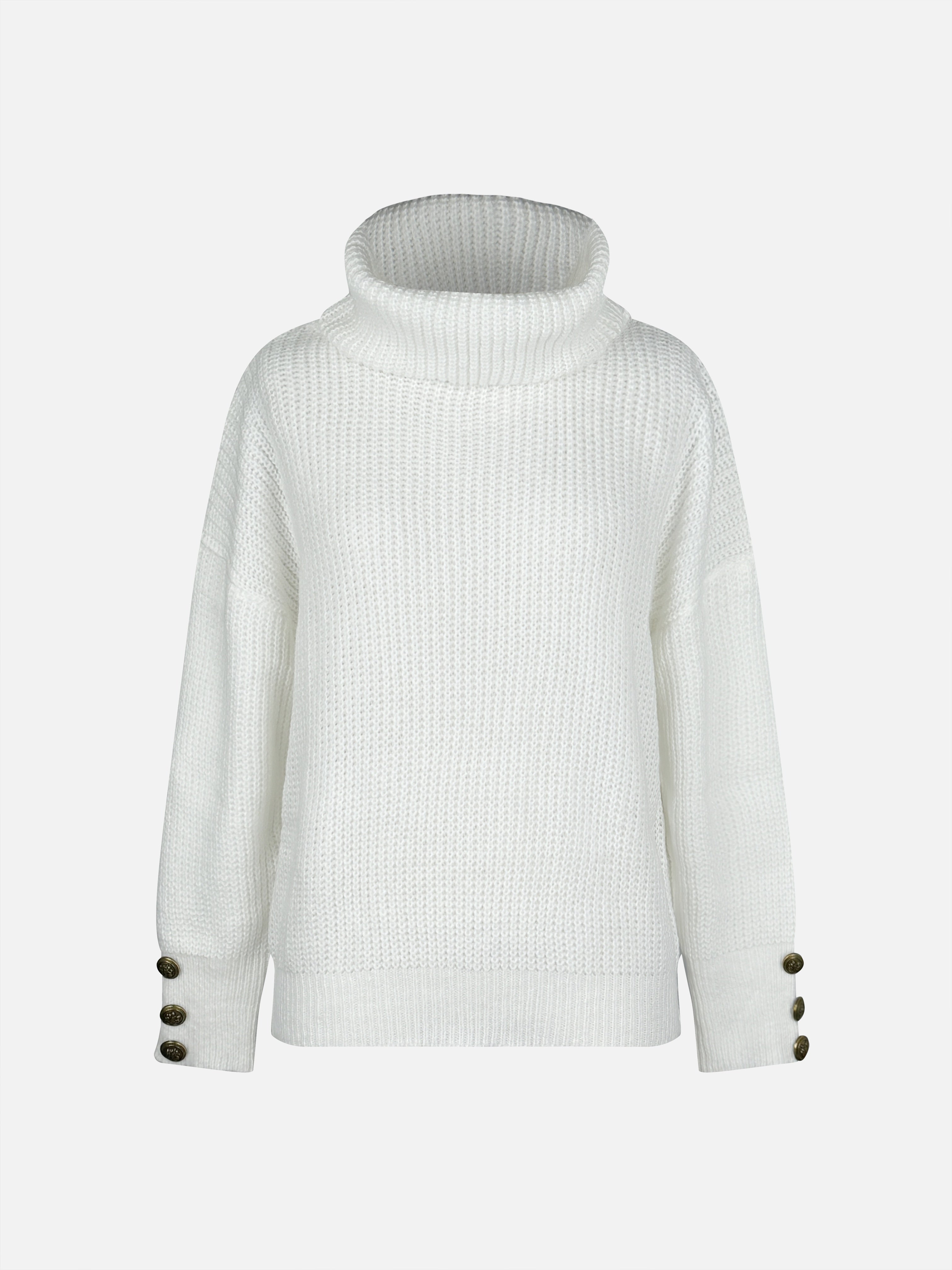 Valenzora | Damen Rollkragenpullover mit Knopfdetails