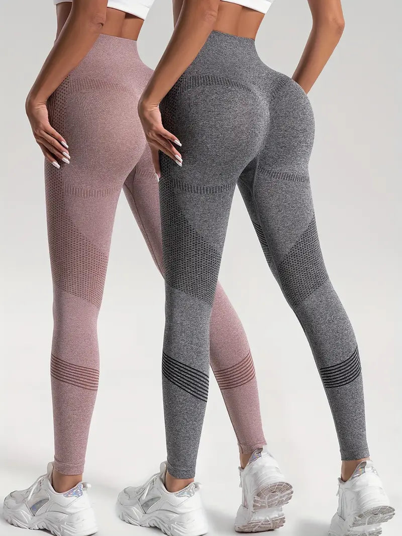Valenzora | 2 pcs. Sports leggings for yoga and fitness. Solid color with high stretch.