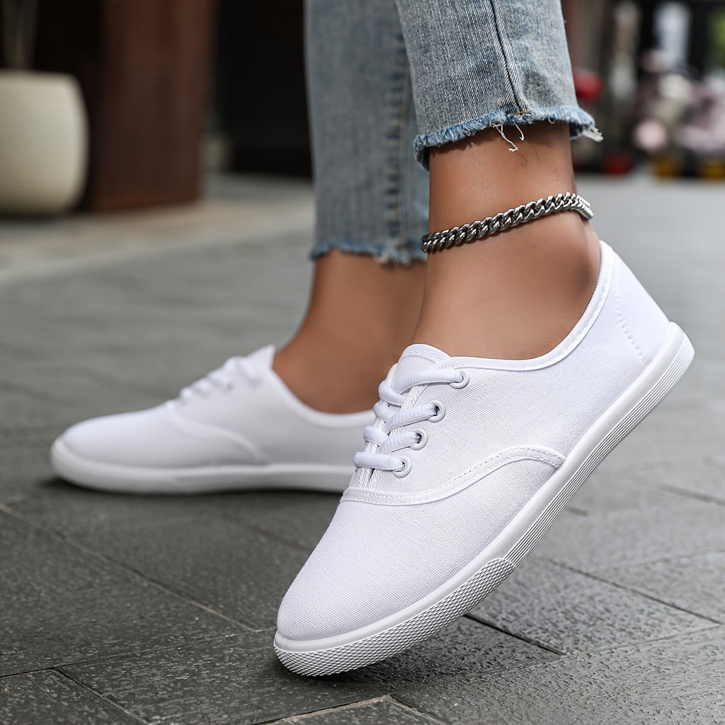 Valenzora | Bequeme Low-Top Canvas-Sneaker in Weiß