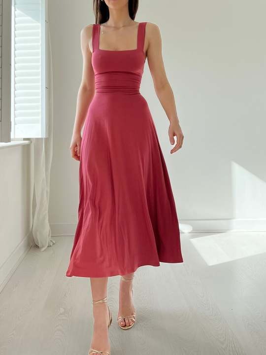 Damen-Midikleid mit breiten Trägern