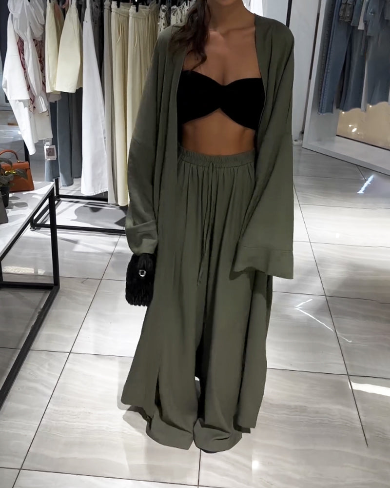 Valenzora | Linen Kimono and Trousers Set