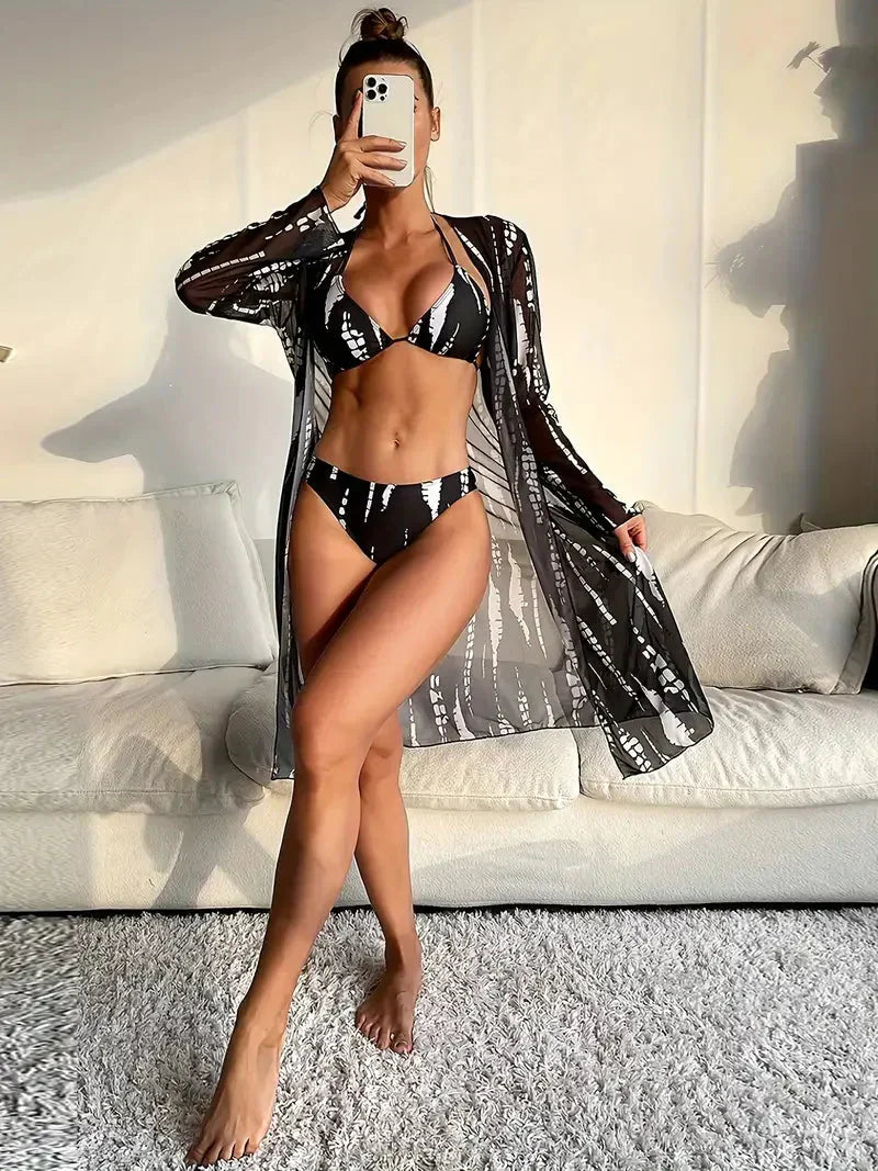 Valenzora | One-piece beachwear, triangle, high-cut, bikini set, beach cover-up