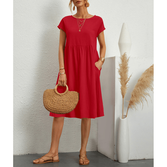 Valenzora | Women's Cotton Linen Midi Dress