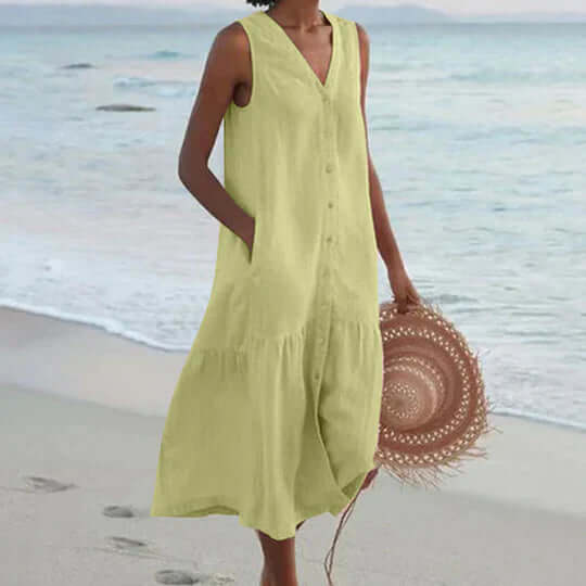 Valenzora | Soft Pink Linen-like Dress