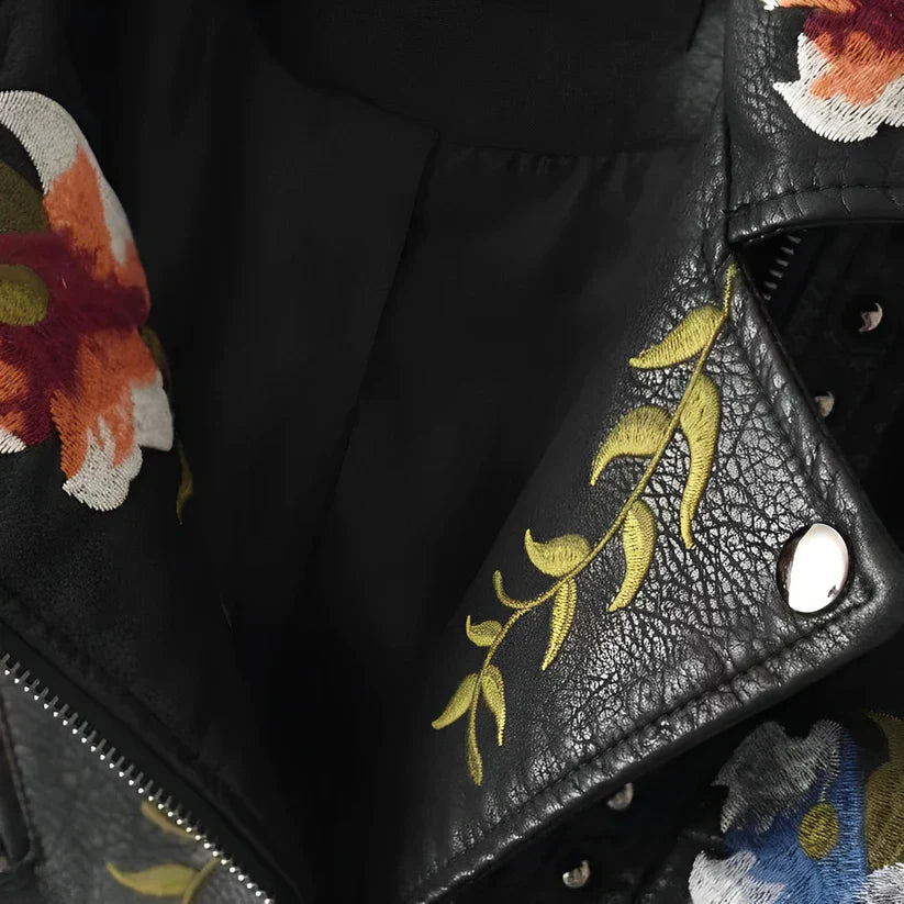Valenzora | Leather jacket with embroidery