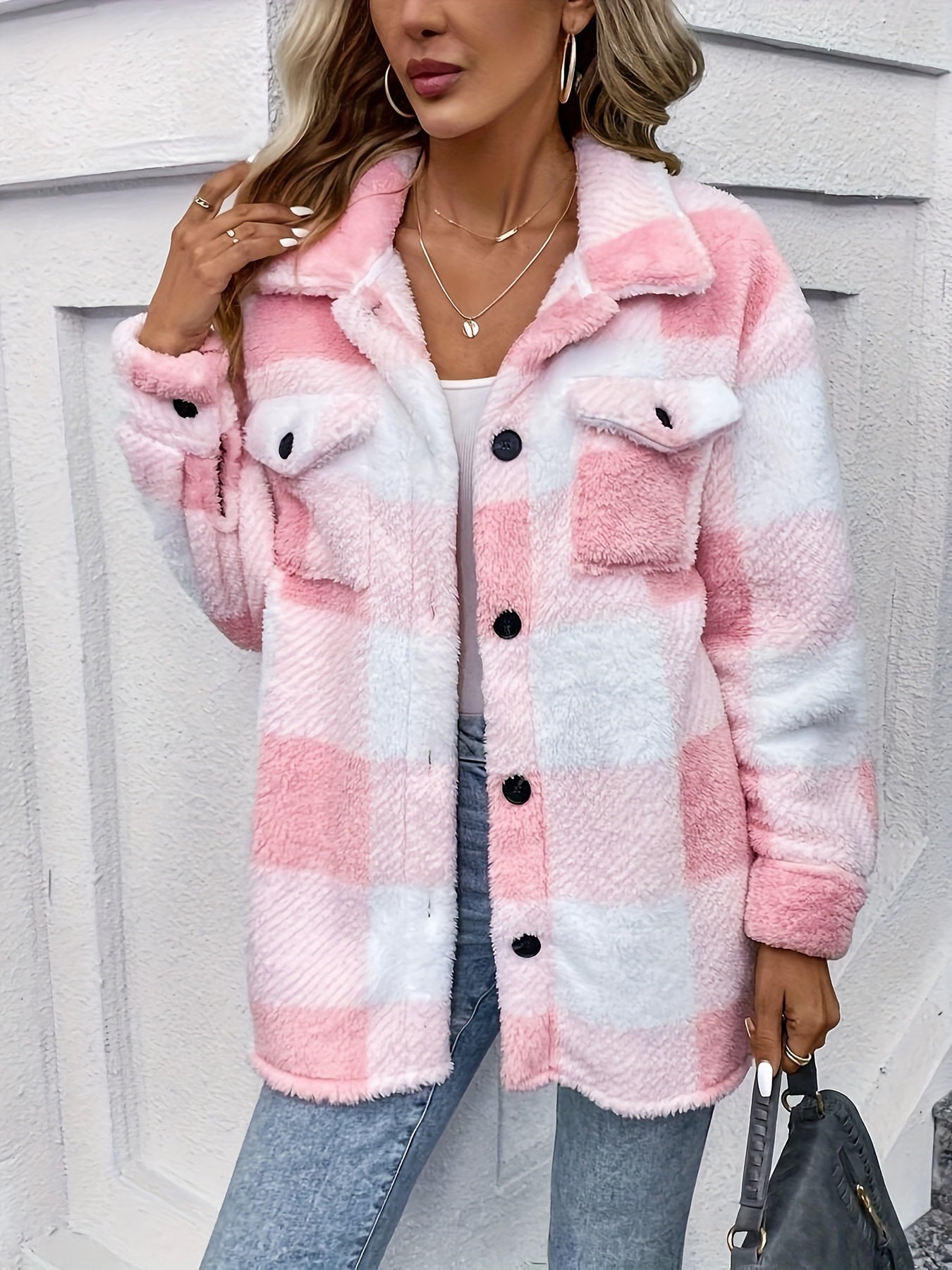 Valenzora | Warm women's jacket with check pattern
