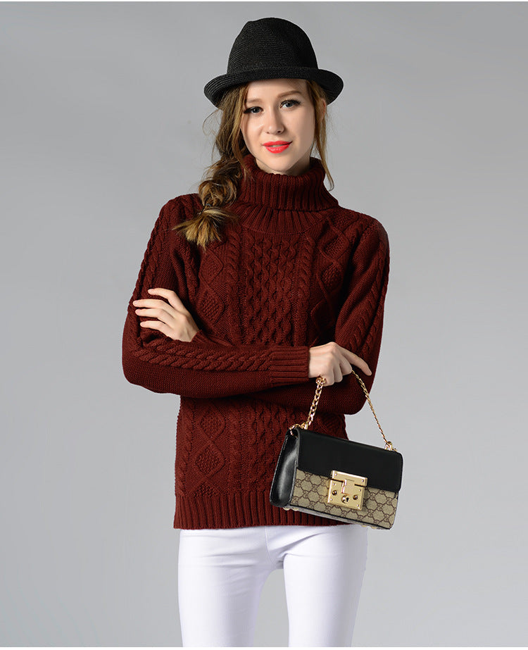 Celina™ - Women's long-sleeved roll-neck sweater with cable knit