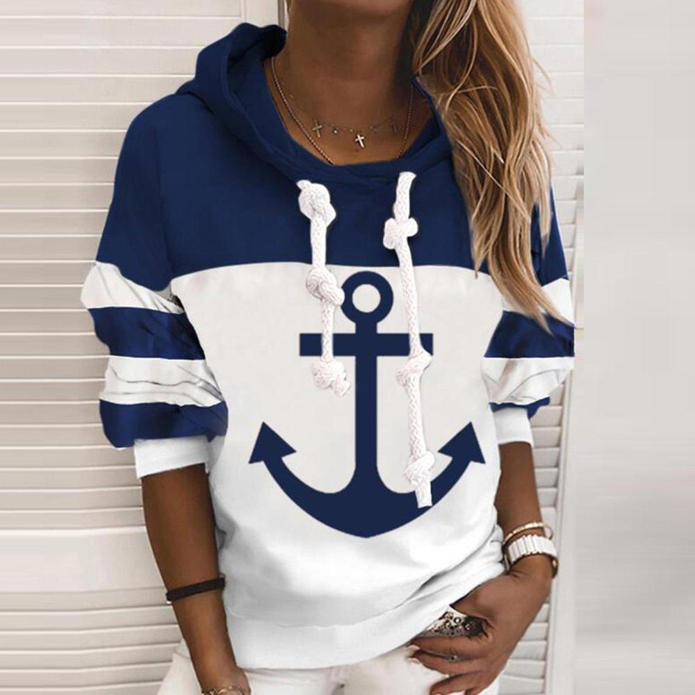 Valenzora | Anchor long sleeve colorblock hoodie