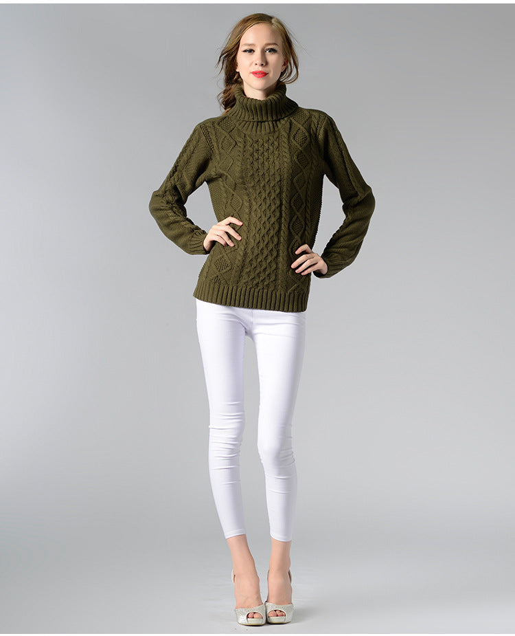 Celina™ - Women's long-sleeved roll-neck sweater with cable knit